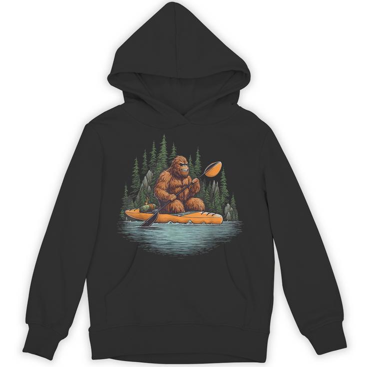Bigfoot Kayak Paddling Lake Canoe Bigfoot Sasquatch Kayaking Unisex Hoodie