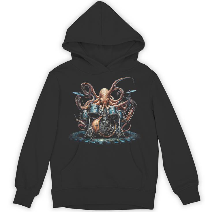 Drum Kit Percussionist Drummer Octopus Playing Drums Unisex Hoodie