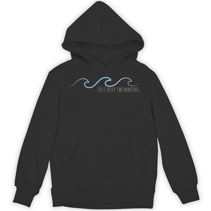 Just Keep Swimming With Aesthetic Wave Motivational Quote Unisex Hoodie