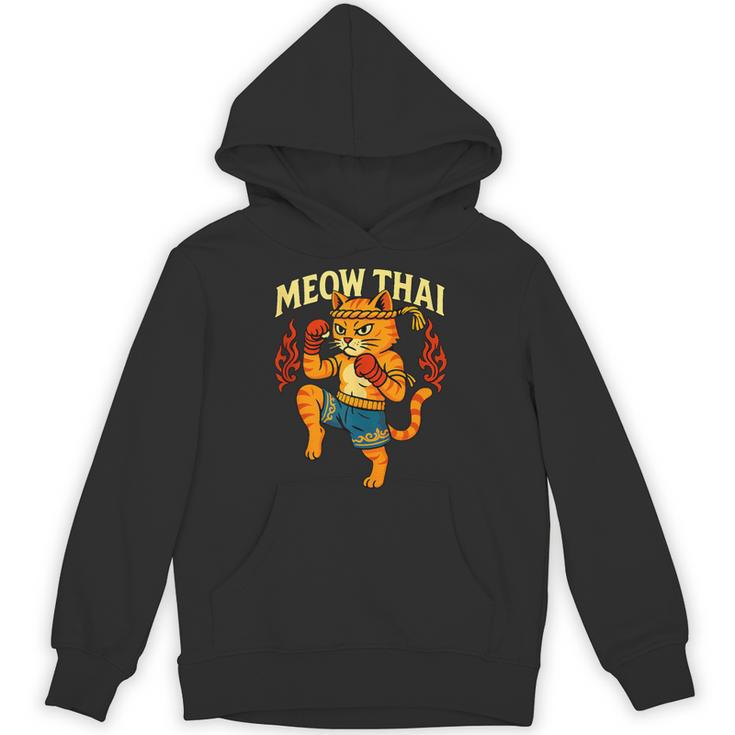 Meow Thai Muay Thai Cat Fighter Pun Dad Joke Unisex Hoodie