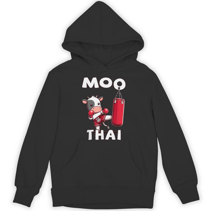 Moo Thai Muay Thai Thai Boxing For Kids Muay Thai Cow Unisex Hoodie