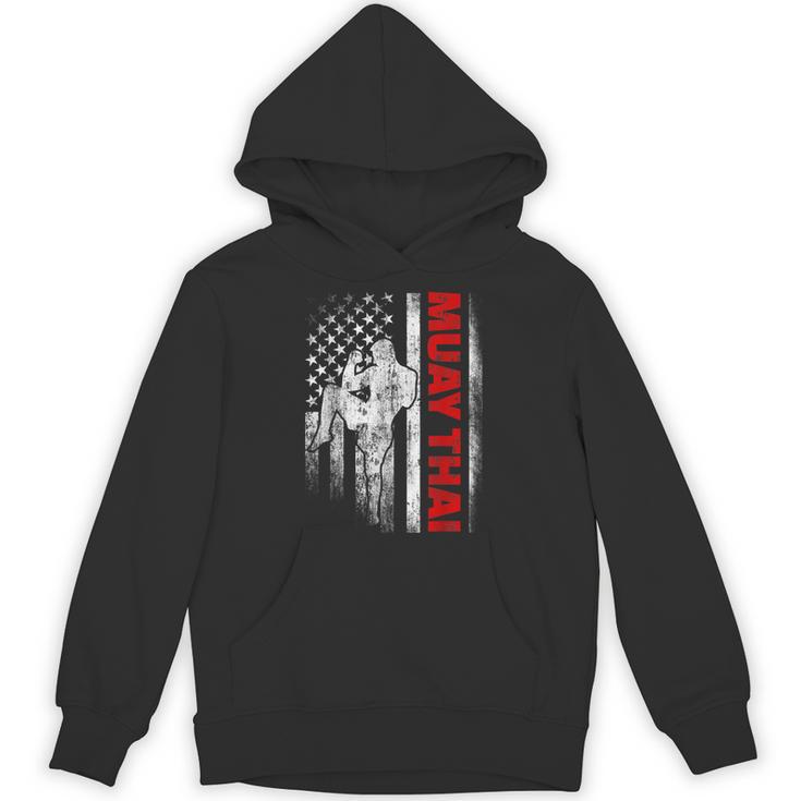 Muay Thai Boxing US American Flag Unisex Hoodie