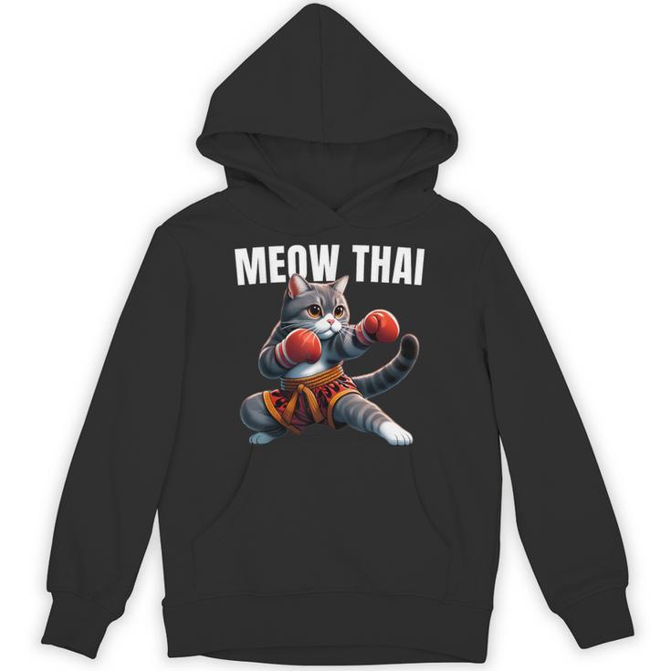 Muay Thai Cat Meow Thai Boxing Martial Art Kids Unisex Hoodie