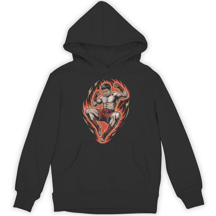 Muay Thai Fighter Teep Push Kick Minimal Line Art Clean Unisex Hoodie