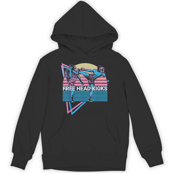 Muay Thai Kickboxing Retro Free Head Kicks Unisex Hoodie