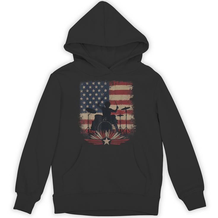 Patriotic Drum Kit Silhouette American Flag Unisex Hoodie, trending gift
