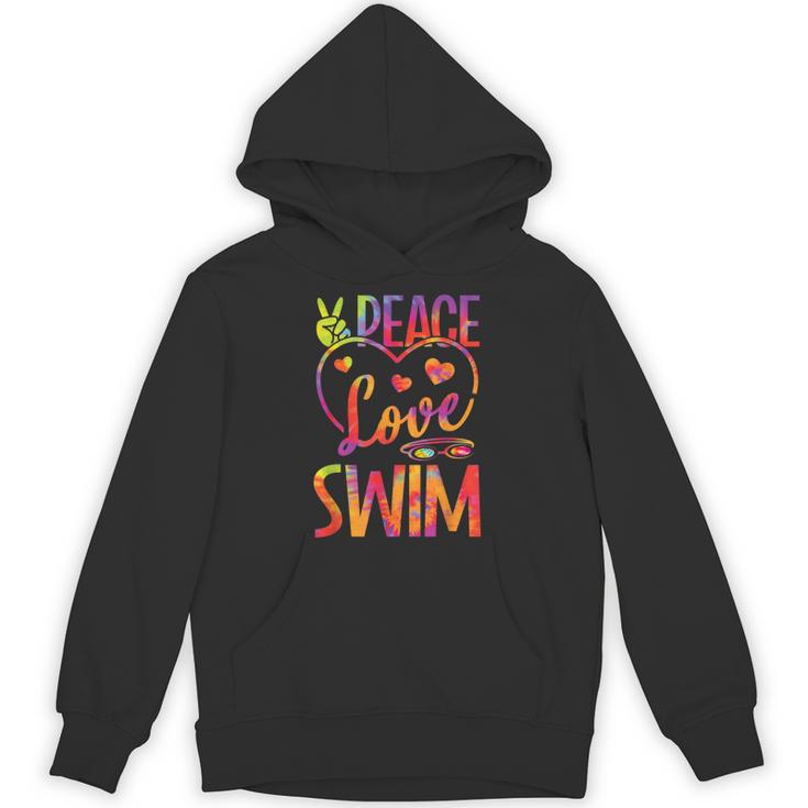 Peace Love Swim Swimming Tie Dye Swimmer Swimming Swim Team Unisex Hoodie