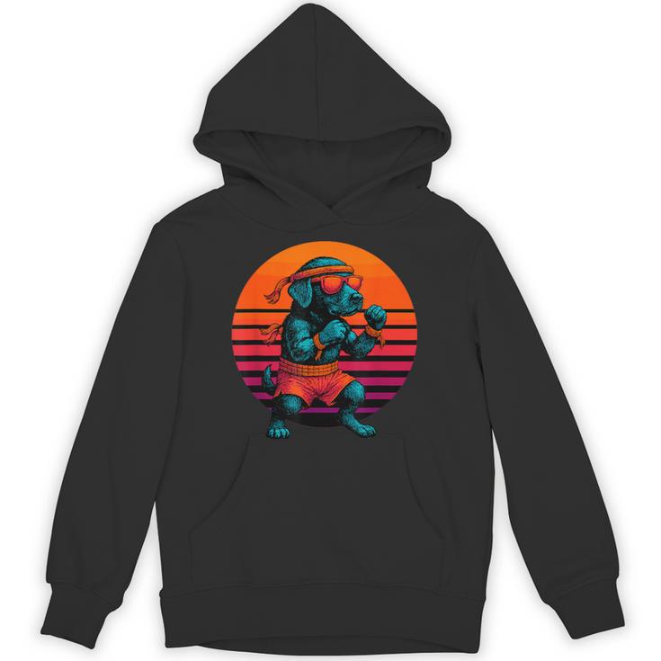 Retro Dog With Gloves Muay Thai Fighter Unisex Hoodie