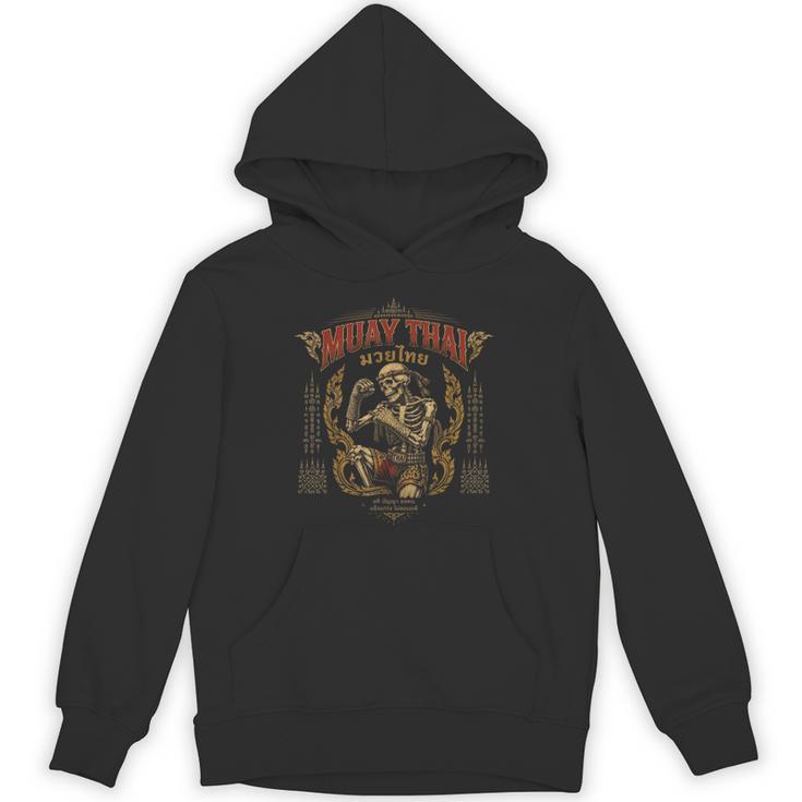 Retro Muay Thai Shorts Thai Boxing Fighter Style Skeleton Unisex Hoodie