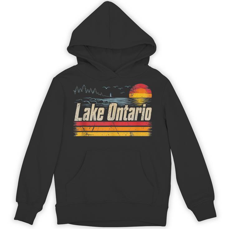 Retro Sunset Great Lakes Lake Ontario Sleeveless Hoodie
