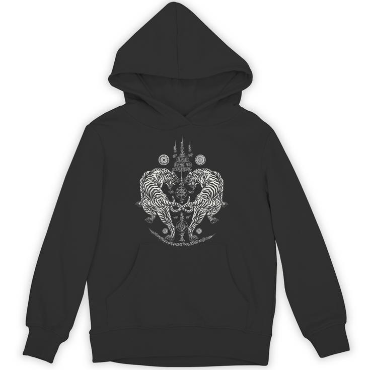 Sak Yant Thai Tattoo Twin Tiger For Muay Thai Fighter Boxing Unisex Hoodie