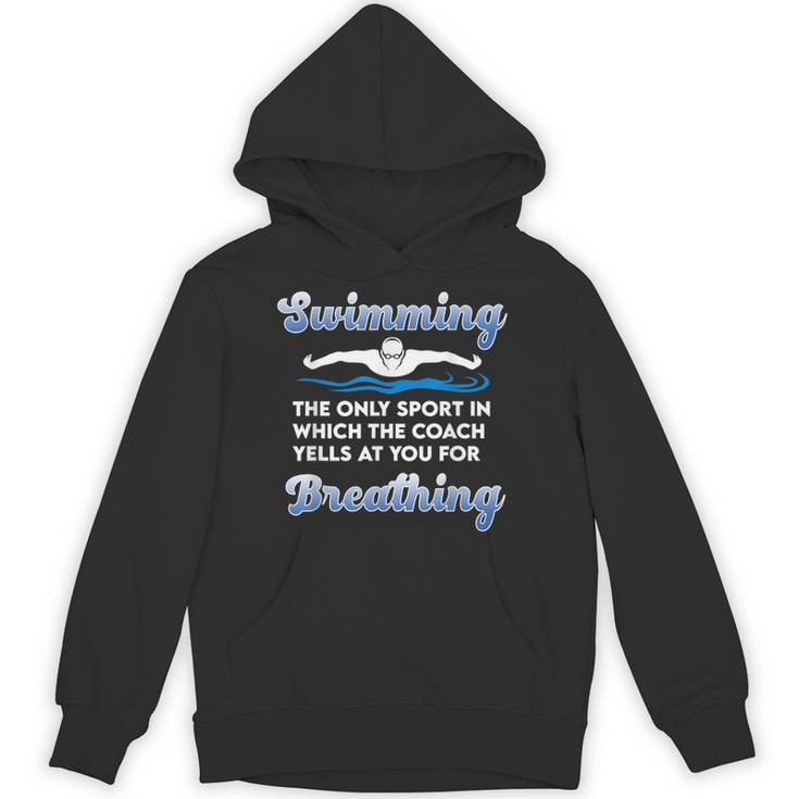 Swim Team Swimming Coach Quote Swim Breathing Joke Unisex Hoodie