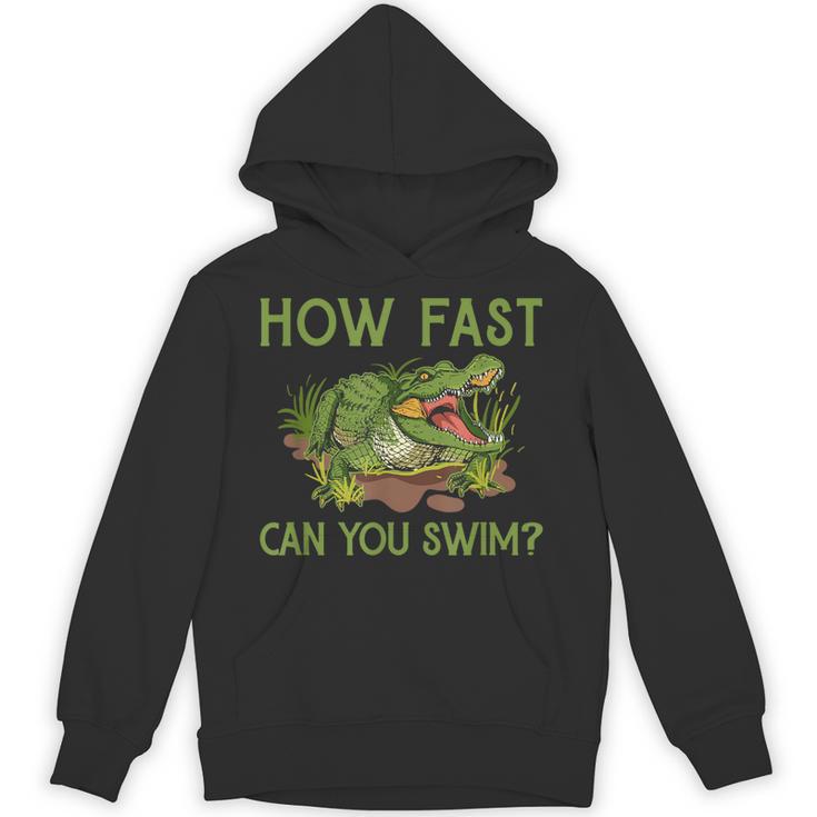 Swimmer Crocodile Swimming Humor How Fast You Can Swim Unisex Hoodie