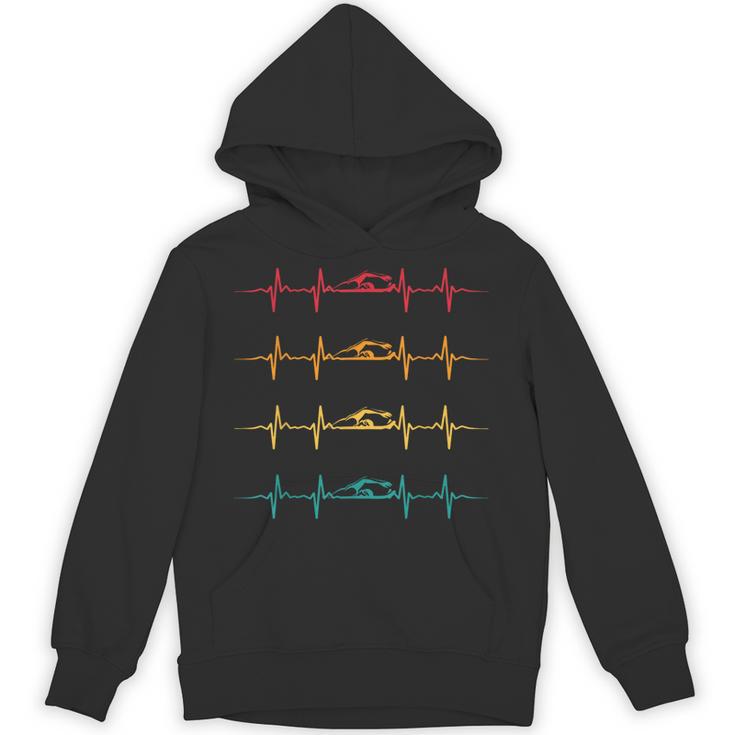 Swimming Swimmer Heartbeat Vintage Men Boys Women Swim Lover Unisex Hoodie