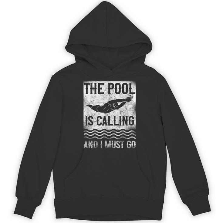 Swimming Swimmer Swim The Pool Is Calling Vintage Unisex Hoodie