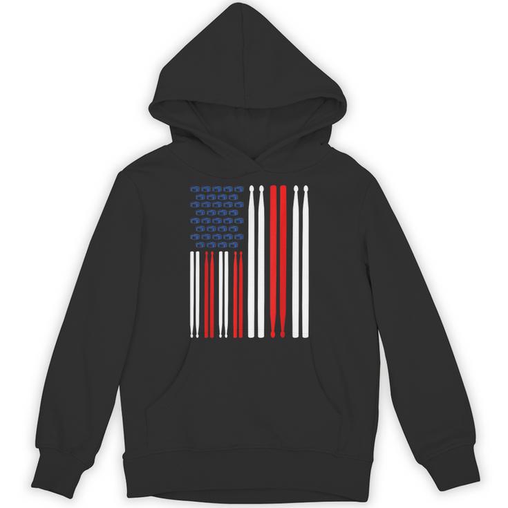 USA Flag Drummer Music Drum Kit Unisex Hoodie
