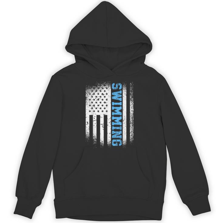 USA Flag Swimming Swim American Swimmer Unisex Hoodie