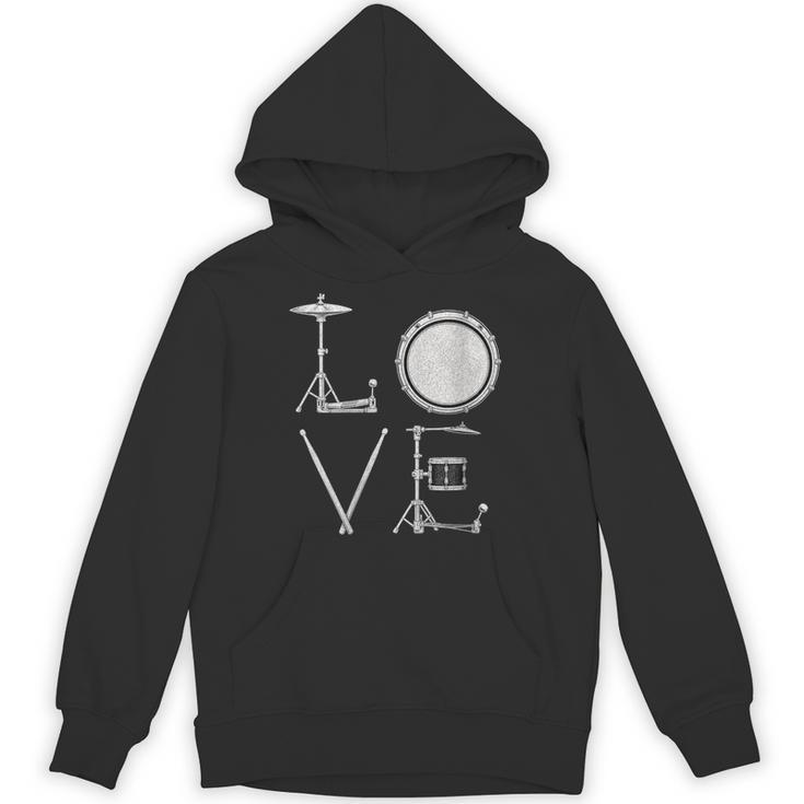 Women's Drum Kit Love Illustration For Music Enthusiasts Unisex Hoodie