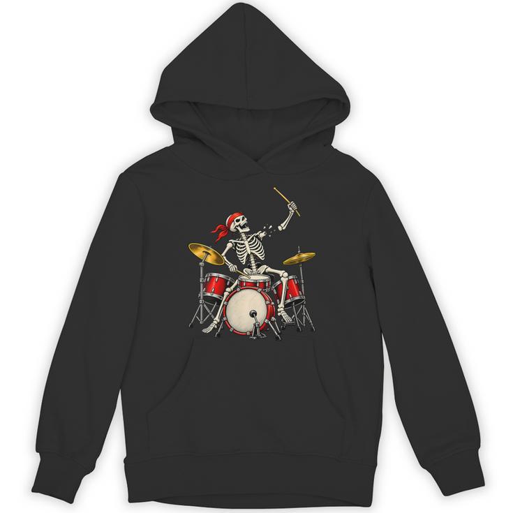 Women's Skeleton Drummer Skull Drum Kit Halloween Unisex Hoodie
