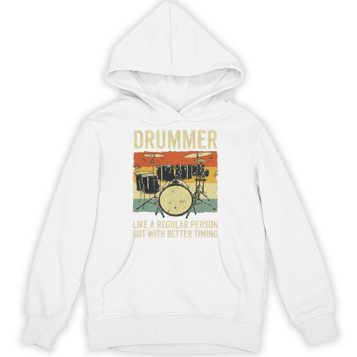 Drummer Better Timing Retro Vintage Sunset Drum Kit Graphic Unisex Hoodie
