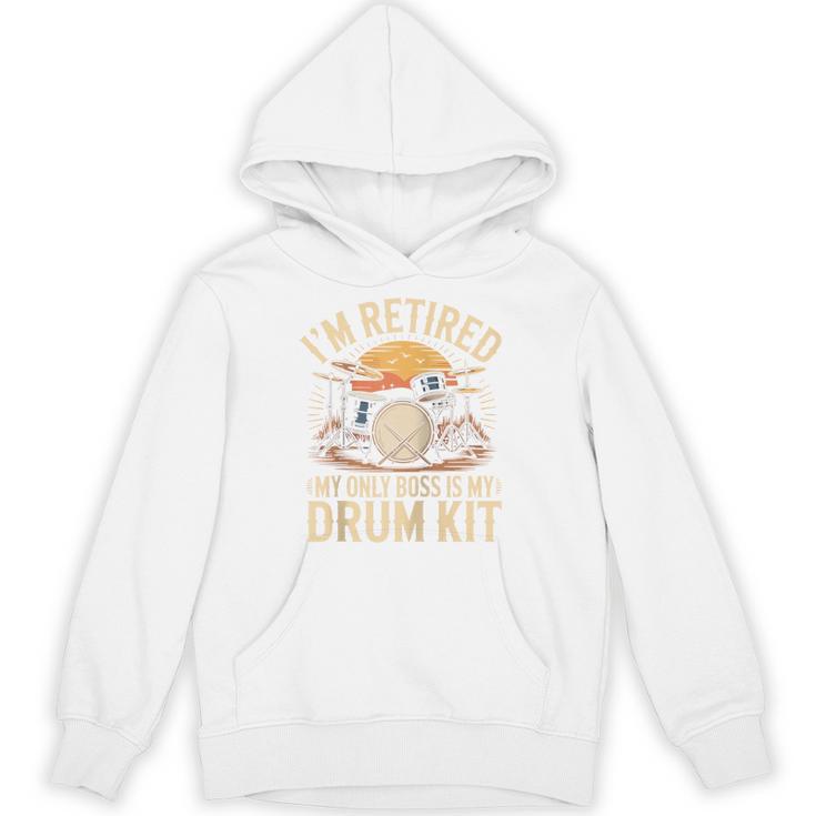 I'm Retired My Only Boss Is My Drum Kit Drums Drummer Raglan Baseball Tee Unisex Hoodie