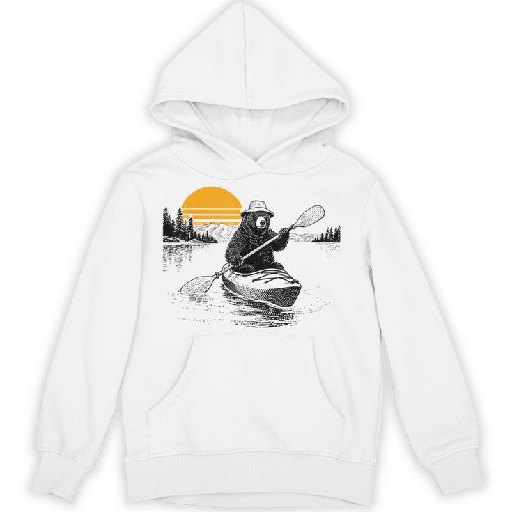 Kayaking Bear Retro Sunset Paddling Canoe Outdoor Adventure Unisex Hoodie