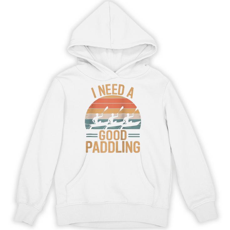 I Need A Good Paddling Retro Sunset Canoe Raglan Baseball Tee Unisex Hoodie