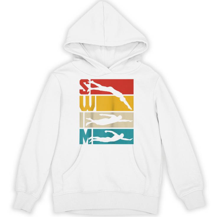 Swim Swimming Vintage Retro Swimmer Raglan Baseball Tee Unisex Hoodie
