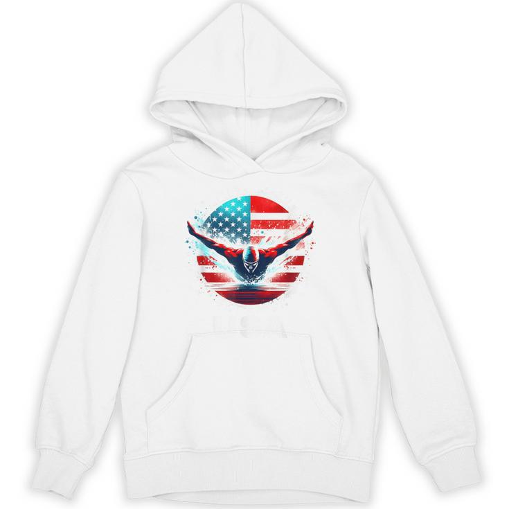Swimming United States Shirt With American Flag Swimming Unisex Hoodie