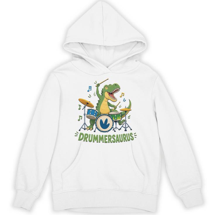 T-Rex Drumming With Drum Kit And Musical Notes Unisex Hoodie