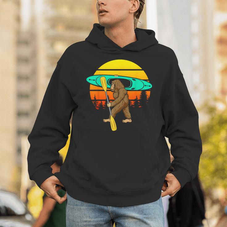 Bigfoot Kayak Paddling Lake Rafts Inflatable Canoe Sasquatch Unisex Hoodie Bigfoot Kayak Paddling Lake Rafts Inflatable Canoe Sasquatch Unisex Hoodie
