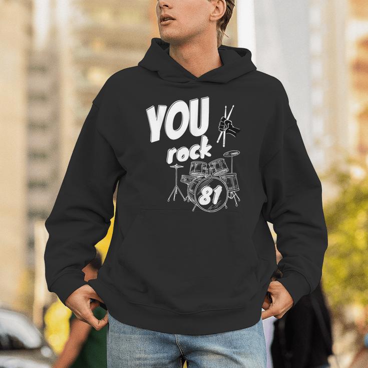 Drum Kit Drummer 81 Years 81st Birthday Men Women Unisex Hoodie