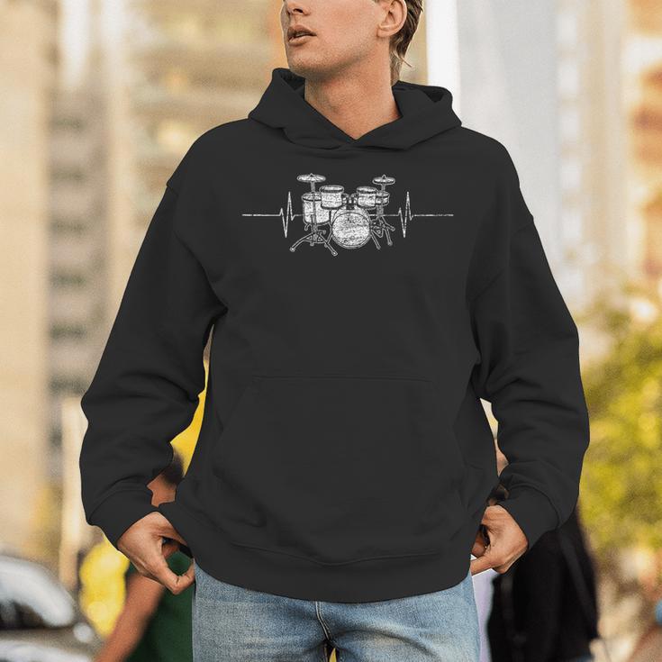 ECG Heartbeat Music Lovers Drumsticks Drum Kit Unisex Hoodie ECG Heartbeat Music Lovers Drumsticks Drum Kit Unisex Hoodie