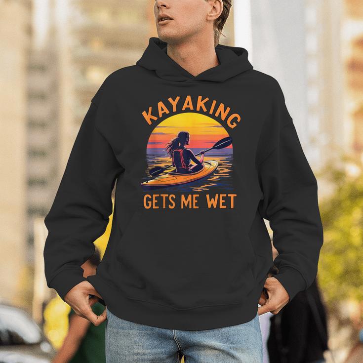 Kayaking Gets Me Wet Kayak Paddling Canoe Adult Joke Sleeveless Unisex Hoodie