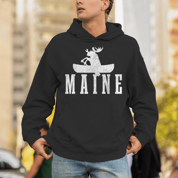 Maine Canoe Kayak Moose USA America Souvenir Unisex Hoodie