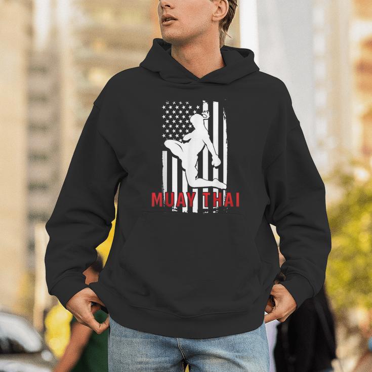 Muay Thai American Flag Fighter Patriotic Unisex Hoodie