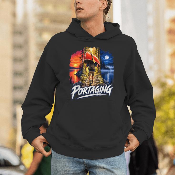 Portaging Canoe Wilderness Adventure Scenic Graphic Unisex Hoodie Portaging Canoe Wilderness Adventure Scenic Graphic Unisex Hoodie