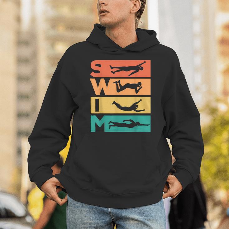 Retro Vintage Swimming For Swimmers Unisex Hoodie