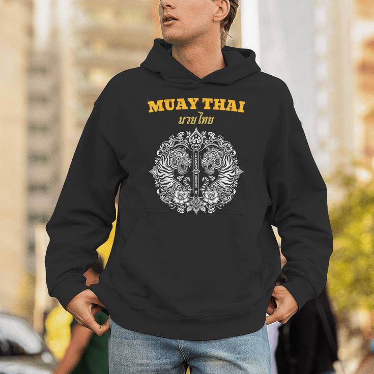 Sak Yant Muay Thai Art Tattoo Twin Tiger Kickboxing Thailand Unisex Hoodie