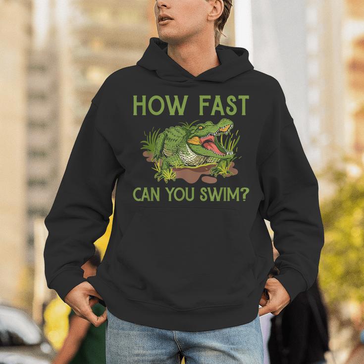 Swimmer Crocodile Swimming Humor How Fast You Can Swim Unisex Hoodie Swimmer Crocodile Swimming Humor How Fast You Can Swim Unisex Hoodie