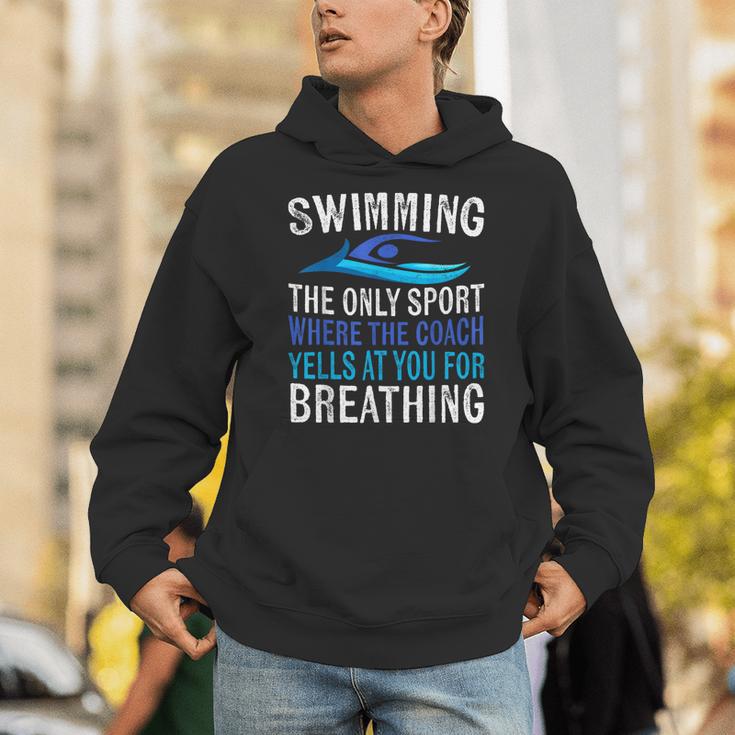 Swimming Only Sport Where The Coach Swimmer Swim Team Unisex Hoodie