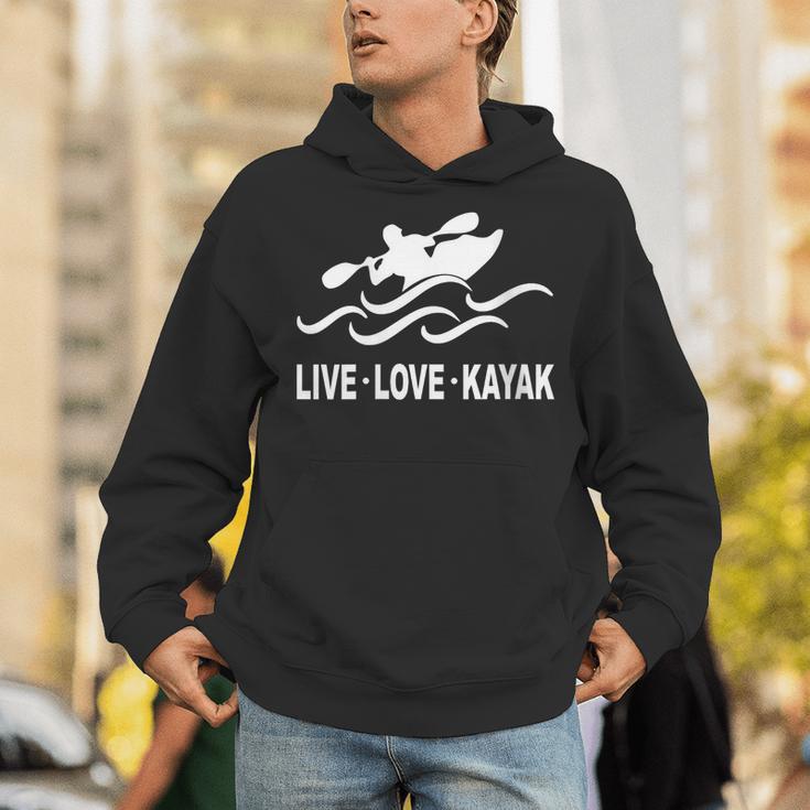 Women's Kayaking Live Love Kayak Kayaker Canoe Boat Paddling Lover Unisex Hoodie