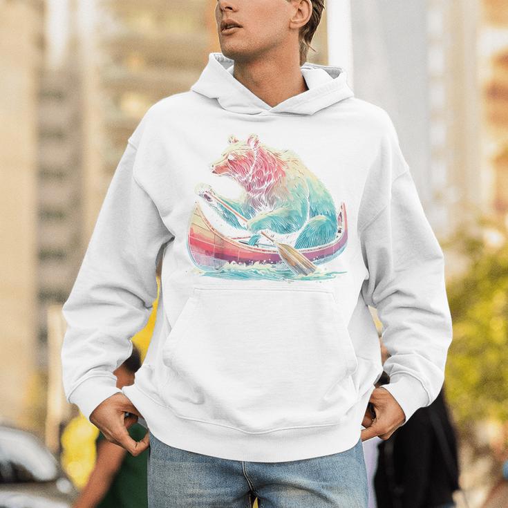 Canoe Bear Canoeing Raglan Baseball Tee Unisex Hoodie
