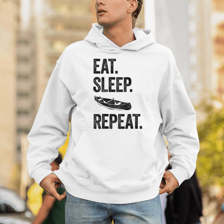 Eat Sleep Canoe Repeat Canoeing Outdoors Raglan Baseball Tee Unisex Hoodie