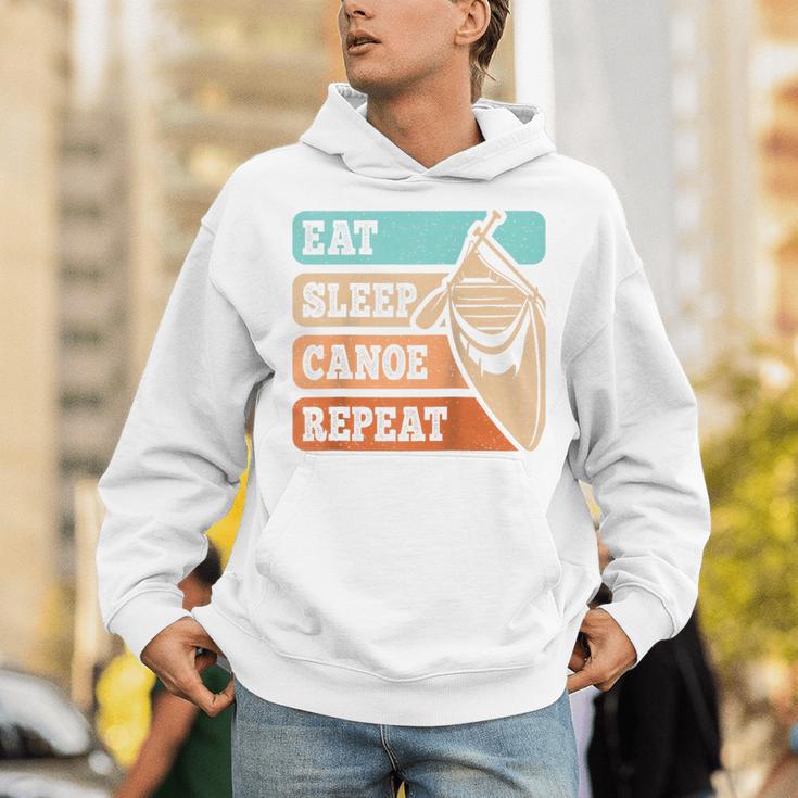 Eat Sleep Canoe Repeat Vintage Canoeing Canoeist Men Boys Raglan Baseball Tee Unisex Hoodie