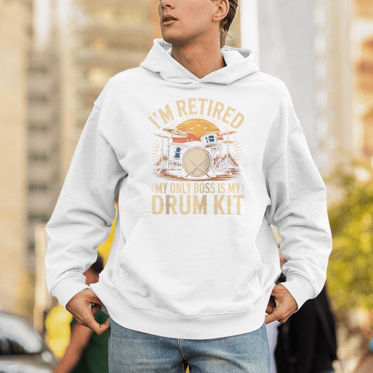 I'm Retired My Only Boss Is My Drum Kit Drums Drummer Raglan Baseball Tee Unisex Hoodie I'm Retired My Only Boss Is My Drum Kit Drums Drummer Raglan Baseball Tee Unisex Hoodie