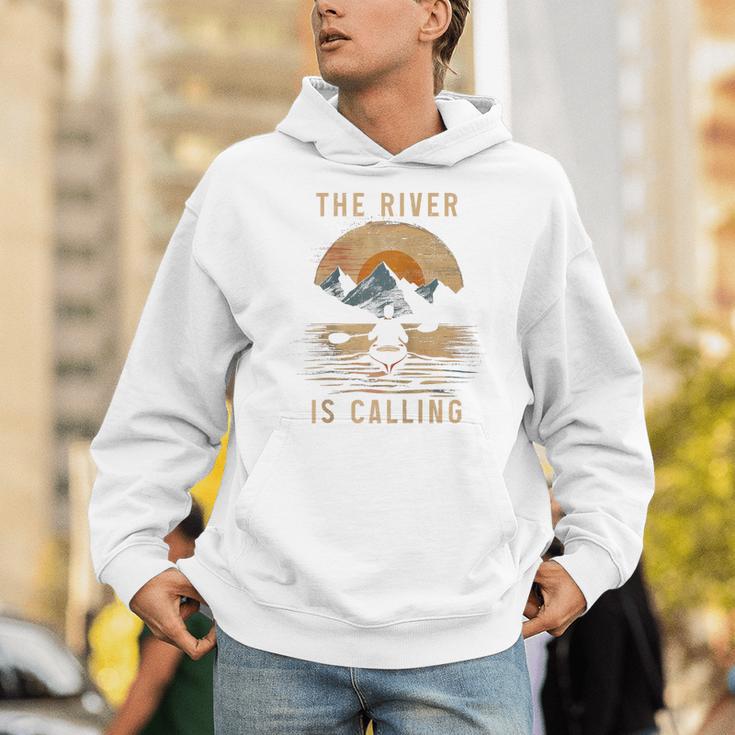 Kayak Kayak Vintage Mountains Canoe Kayak Raglan Baseball Tee Unisex Hoodie
