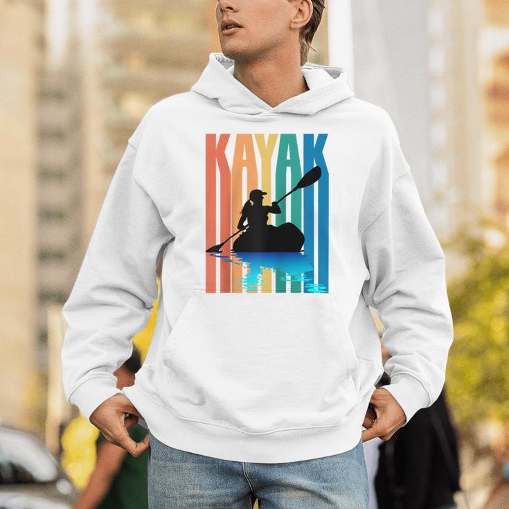 Kayaking Kayak Retro Art Canoe Raglan Baseball Tee Unisex Hoodie