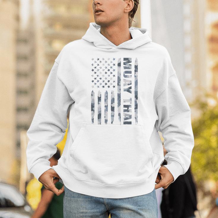 Muay Thai American Flag Camo Military Patriotic Unisex Hoodie