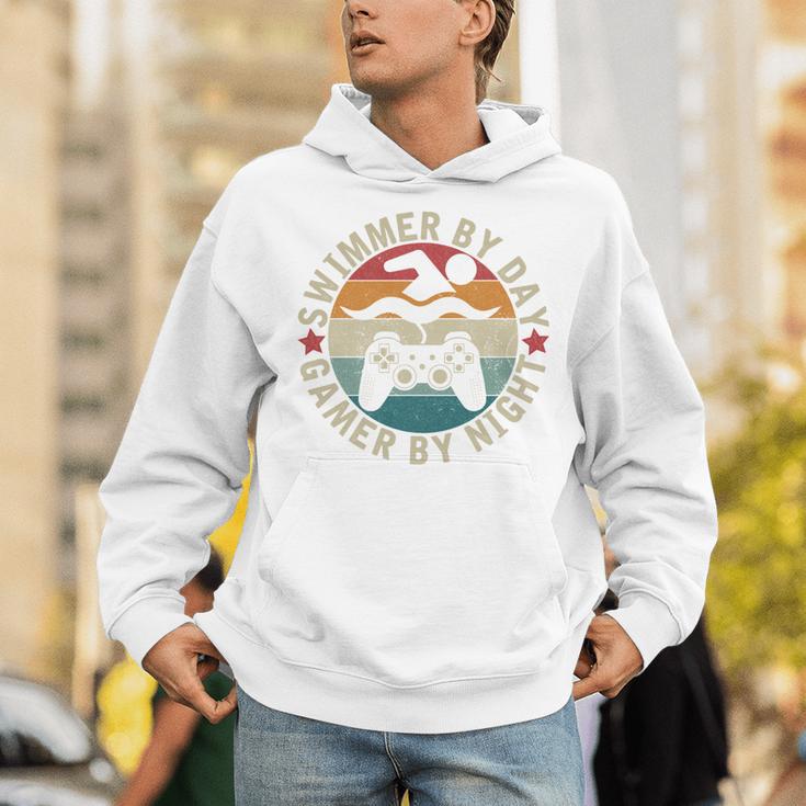 Swimmer By Day Gamer By Night Swimming Swim Gaming Unisex Hoodie